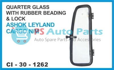 QUARTER GLASS WITH RUBBER BEADING & LOCK LEYLAND CARGO N/M