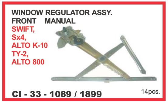 WINDOW REGULATOR ASSY SWIFT,ALTO K-10 TYPE-2, Sx4, ALTO 800,  MANUAL FRONT CI-1089