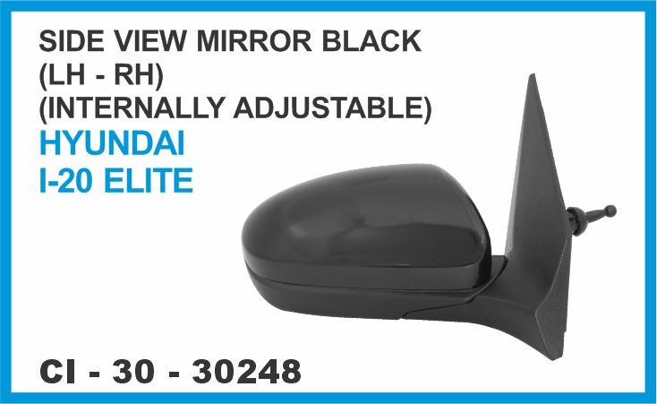 SIDE VIEW MIRROR BLACK (LH-RH) HYUNDAI I-20 ELITE (INTERNALLY ADJUSTABLE)