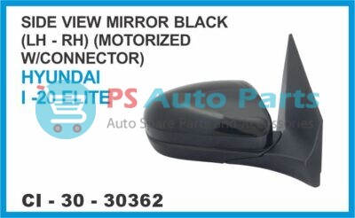 SIDE VIEW MIRROR BLACK ( LH-RH) HYUNDAI I -20 ELITE (MOTORIZED WITH CONNECTOR)
