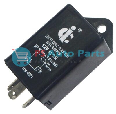 ELECTRONIC FLASHER WITH/ BUZZER 3 PIN 12V UNIVERSAL