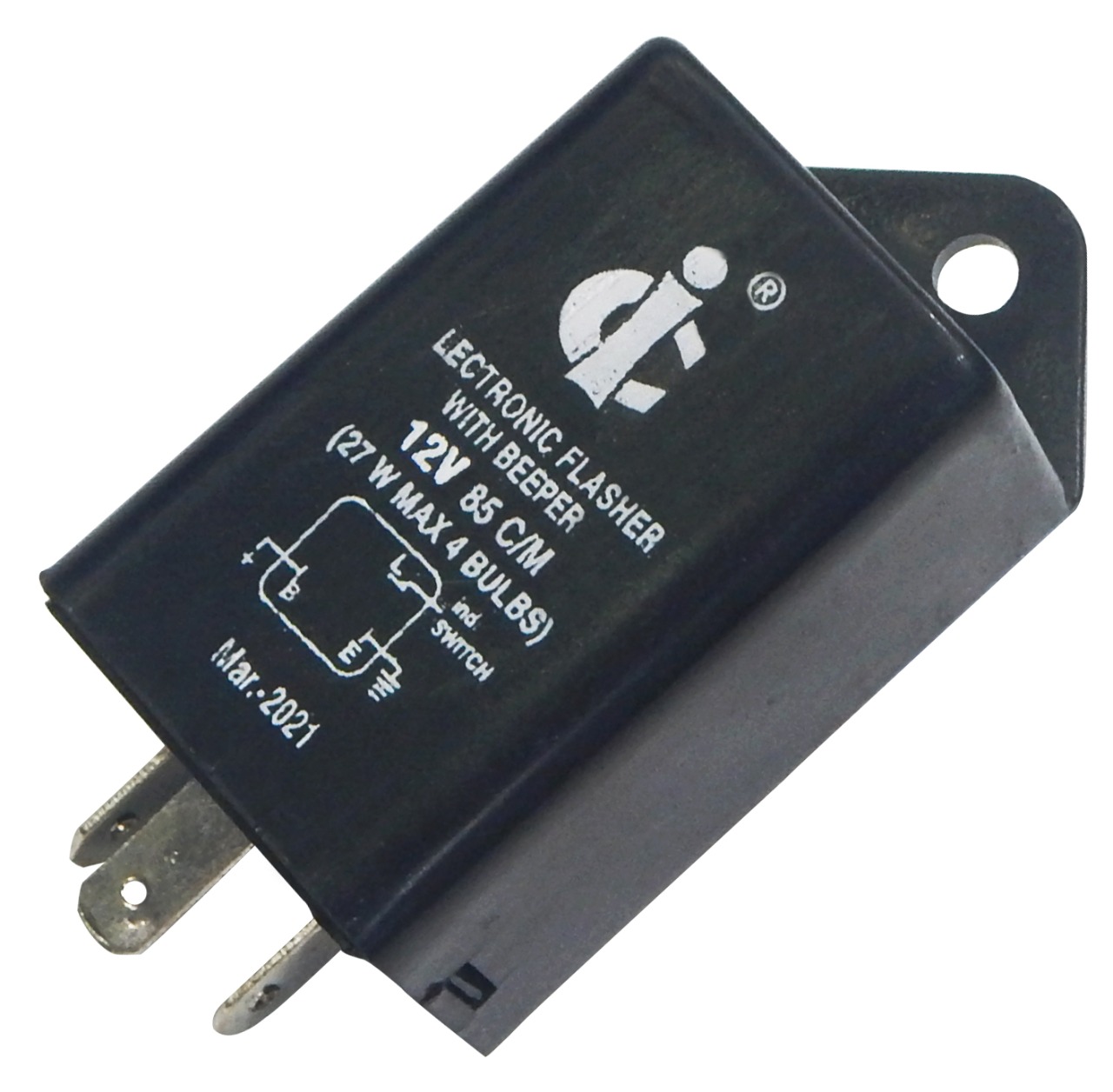 ELECTRONIC FLASHER WITH/ BUZZER 3 PIN 12V UNIVERSAL