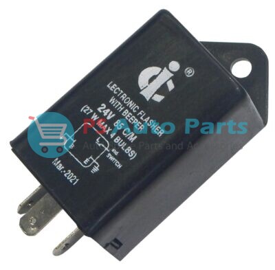 ELECTRONIC FLASHER WITH/ BUZZER 3 PIN 24V  UNIVERSAL