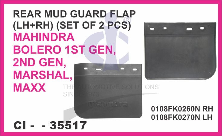 REAR MUD GUARD FLAP( LH -RH SET OF 2 PCS ) MAHINDRA BOLERO 1ST GEN,2ND GEN,MARSHAL, MAXX
