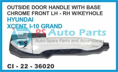 OUTSIDE DOOR HANDLE WITH BASE CHROME FRONT LH-RH W/KEYHOLE HYUNDAI XCENT,I10 GRAND