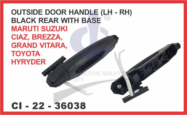 OUTSIDE DOOR HANDLE WITH BASE BLACK REAR LH - RH MARUTI SUZUKI CIAZ SUITABLE FOR TOYOTA HYRYDER /GRA