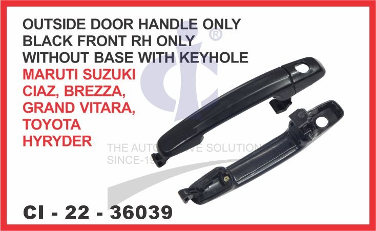 OUTSIDE DOOR HANDLE ONLY WITHOUT BASE BLACK FRONT RH ONLY WITH KEYHOLE MARUTI SUZUKI CIAZ SUITABLE F