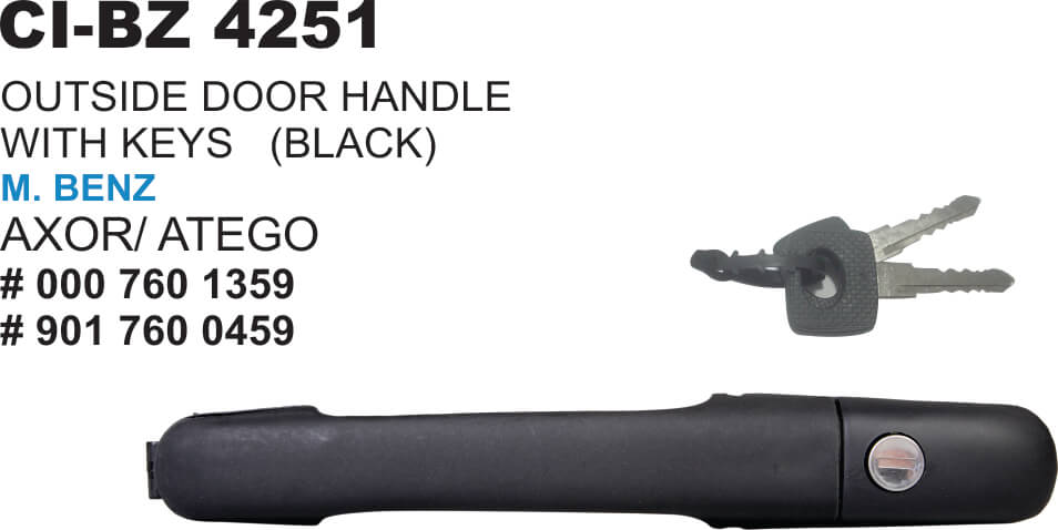 OUTER DOOR HANDLE WITH KEYS BHARAT BENZ (M BENZ)  HEAVY DUTY  (BLACK)