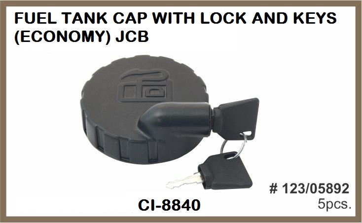 FUEL TANK CAP WITH LOCK AND KEYS (ECONOMY) JCB