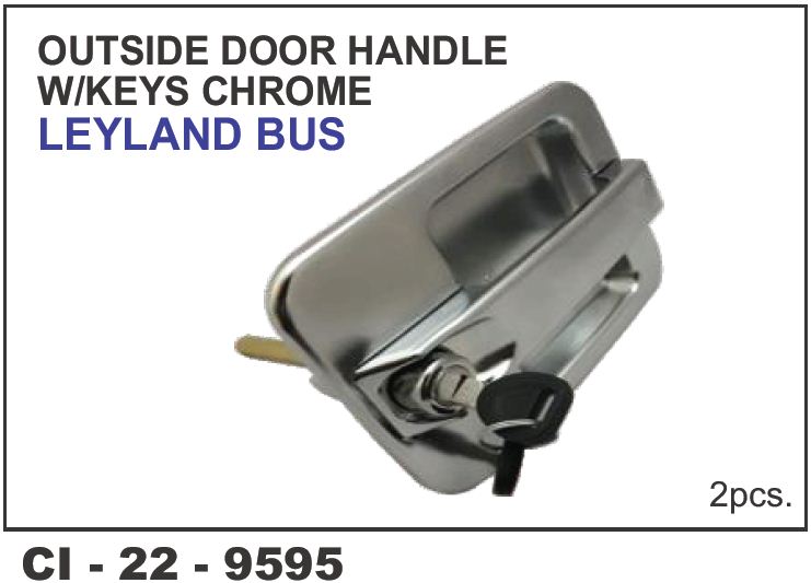 OUTER HANDLE W/KEYS  CHROME LEYLAND BUS