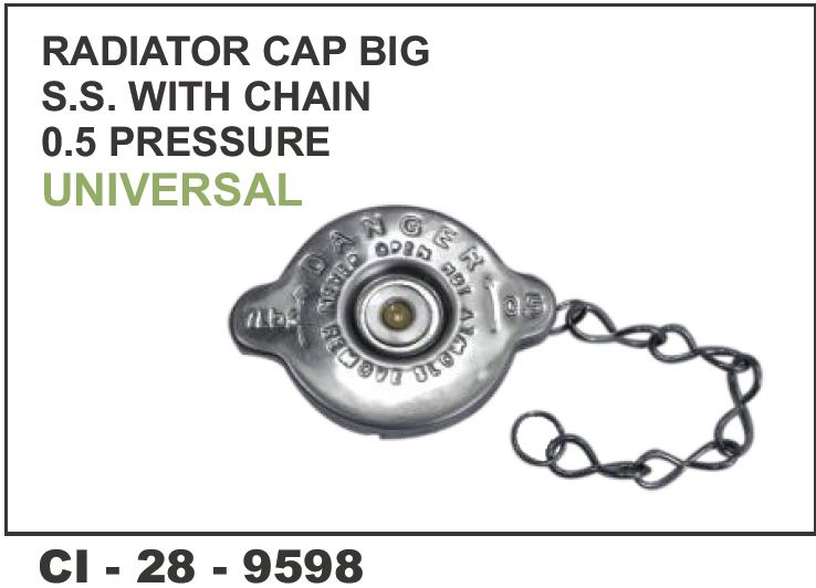 RADIATOR CAP BIG SS WITH CHAIN, UNIVERSAL