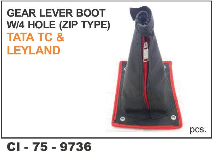 GEAR LEVER BOOT W/4 HOLE ZIP TYPE TATA TC, LEYLAND