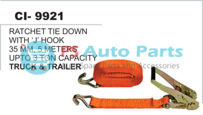 RATCHET TIE DOWN WITH J HOOK 35MM 5MTR UPTO 3 TON CAPACITY  UNIVERSAL  TRUCK AND TRAILER
