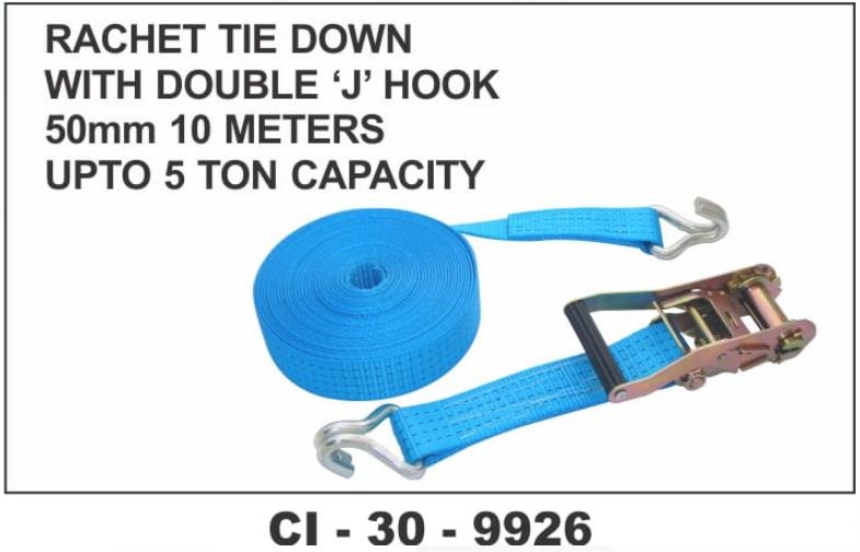 9926.jpg RATCHET TIE DOWN 50MM,10 MTR DOUBLE J HOOK 5 TON CAPACITY