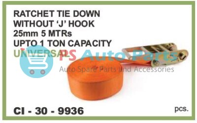 9936.jpeg RATCHET TIE DOWN WITHOUT J HOOK 25MM 5MTR UPTO 1 TON CAPACITY UNIVERSAL