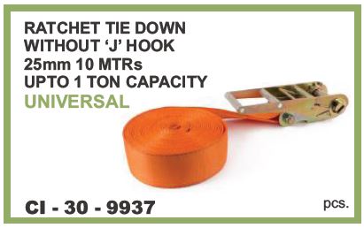 9937.jpeg RATCHET TIE DOWN WITHOUT J HOOK 25MM 10MTR UPTO 1 TON CAPACITY UNIVERSAL