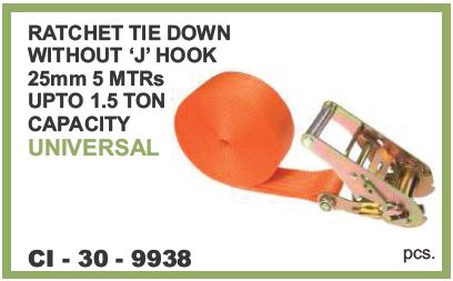 9938.jpeg RATCHET TIE DOWN WITHOUT J HOOK 25MM 10MTR UPTO 1.50 TON CAPACITY UNIVERSAL