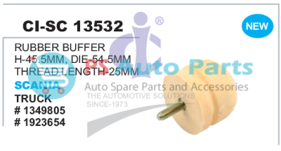 "RUBBER BUFFER H-45.5MM, DIE-54.5MM THREAD LENGTH-25MM SCANIA TRUCK"