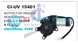 "MOTOR FOR WINDOW REGULATOR 4HOLE, 8GEARS, 12VOLT UNIVERSAL TYPE"