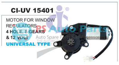 "MOTOR FOR WINDOW REGULATOR 4HOLE, 8GEARS, 12VOLT UNIVERSAL TYPE"