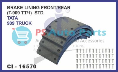 16570.jpeg BRAKE LINING FRONT/REAR SET OF 4 PCS (T-909 TT/1) STD TATA 909 TRUCK