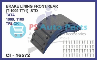 "BRAKE LINING FRONT/REAR SET OF 4 PCS (T-1009 TT/1) STD TATA 1009, 1109 TRUCK"