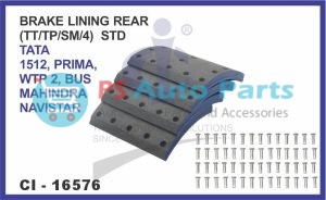16576.jpeg "BRAKE LINING REAR SET OF 4 PCS (TT/TP/SM/4) STD TATA 1512, PRIMA, WTP 2, BUS MAHINDRA NAVISTAR"