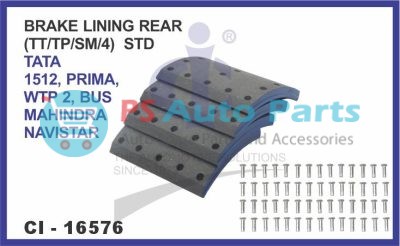16576.jpeg "BRAKE LINING REAR SET OF 4 PCS (TT/TP/SM/4) STD TATA 1512, PRIMA, WTP 2, BUS MAHINDRA NAVISTAR"