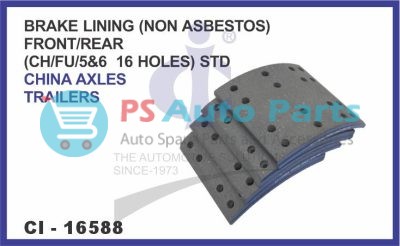 16588.jpeg BRAKE LINING CHINA AXLE TRAILER NON ASBESTOS FRONT/REAR WITH 16 HOLES (STANDARD SET OF 4 PCS)