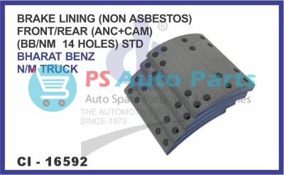 16592.jpeg BRAKE LINING BHARAT BENZ NON ASBESTOS FRONT/REAR WITH 14 HOLES N/M( THUNDER BOLT SET OF 4 PCS) STANDARD