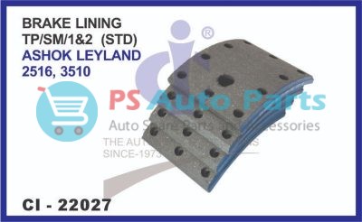 "BRAKE LINING ASHOK LEYLAND TP/SM/1&2 -2516,3510 (STD) (SET OF 4 PCS)"
