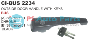 OUTSIDE DOOR HANDLE WITH KEYS BUS BLACK AND CHROME