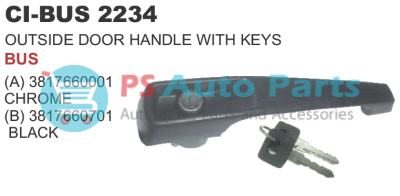 OUTSIDE DOOR HANDLE WITH KEYS BUS BLACK AND CHROME