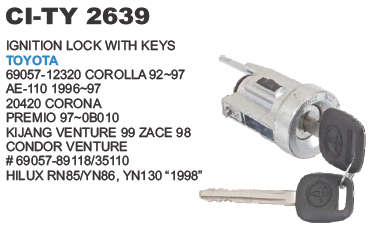 "IGINITION LOCK W/KEY TY KIJANG, COROLLA AE 110"