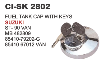 2802.png FUEL TANK CAP BLACK & CHROME WITH KEYS SUZUKI ST 90