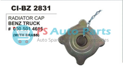 RADIATOR CAP (SQUARE) BRASS W/ CHAIN BENZ TRUCK