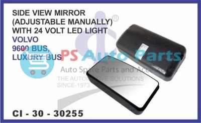 SIDE VIEW MIRROR (ADJUSTABLE MANUALLY) WITH 24 VOLT LED LIGHT VOLVO 9600 BUS & LUXURY BUS