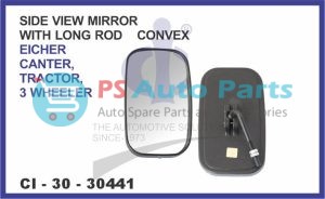 "OUTSIDE REAR VIEW MIRROR ( CONVEX) WITH LONG ROD CANTER, 3 WHEELER, UNIVERSAL SUITABLE FOR TRACTOR "