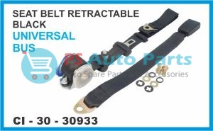 SEAT BELT RETRACTABLE BLACK UNIVERSAL BUS