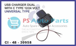 USB CHARGER DUAL WITH C TYPE 12 AND 24 VOLT UNIVERSAL TYPE