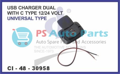 USB CHARGER DUAL WITH C TYPE 12 AND 24 VOLT UNIVERSAL TYPE
