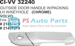 OUTSIDE DOOR HANDLE W/PACKING LH W/KEYHOLE CHROME VOLVO TRUCK