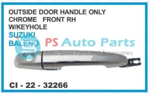 OUTSIDE DOOR HANDLE ONLY CHROME FRONT RH W/KEYHOLE SUZUKI BALENO