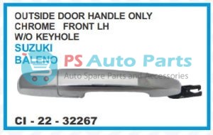 OUTSIDE DOOR HANDLE ONLY CHROME FRONT LH W/O KEYHOLE SUZUKI BALENO