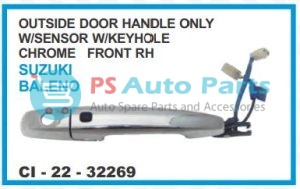 OUTSIDE DOOR HANDLE ONLY W/SENSOR W/KEYHOLE CHROME FRONT RH SUZUKI BALENO