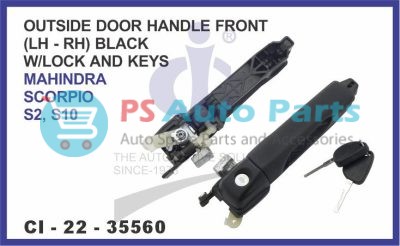 "OUTSIDE DOOR HANDLE FRONT (RH) BLACK WITH LOCK AND KEYS MAHINDRA SCORPIO S2, S10"