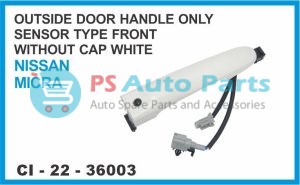 OUTSIDE DOOR HANDLE ONLY SENSOR TYPE FRONT WITHOUT CAP WHITE NISSAN MICRA