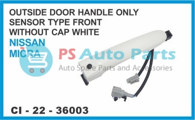 OUTSIDE DOOR HANDLE ONLY SENSOR TYPE FRONT WITHOUT CAP WHITE NISSAN MICRA
