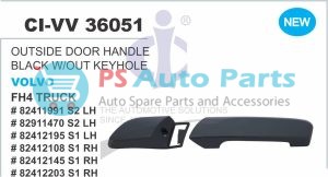 OUTSIDE DOOR HANDLE W/OUT KEY HOLE VOLVO BLACK