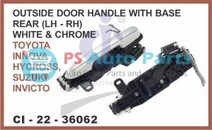 "OUTSIDE DOOR HANDLE WITH BASE REAR (LH - RH) SENSOR TYPE WHITE & CHROME TOYOTA INNOVA HYCROSS, MARUTI SUZUKI INVICTO"